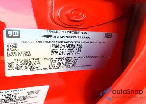 2022 Chevrolet Silverado K2500 Heavy Duty Lt from USA, damaged, VIN 1GC4YNE7XNF257491